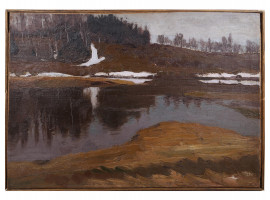 A RUSSIAN OIL PAINTING LANDSCAPE BY ISAAC LEVITAN