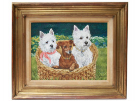 AMERICAN OIL PAINTING DOGS BY CONSTANCE COLEMAN