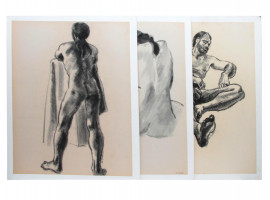 A SET OF THREE NUDE STUDIES BY ED BRODKIN