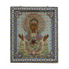 A RUSSIAN SILVER AND ENAMEL ICON OF MOTHER OF GOD PIC-0