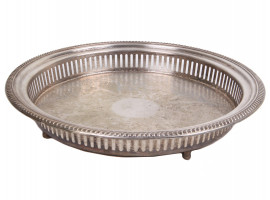 A MID CENTURY LARGE SILVER PLATED SERVING TRAY