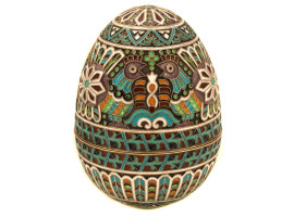 A RUSSIAN SILVER EASTER EGG ENAMEL CLOISONNE