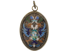 A RUSSIAN SILVER GILT CLOISONNE ENAMEL PENDANT