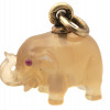 A RUSSIAN STONE CARVED ELEPHANT PENDANT WITH RUBY PIC-0