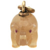 A RUSSIAN STONE CARVED ELEPHANT PENDANT WITH RUBY PIC-2