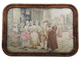 AN ANTIQUE BELGIUM TAPESTRY IN FRAME, CA 1900