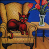 A PAIR OF ART PRINTS WITH CATS BY WILL RAFUSE PIC-2