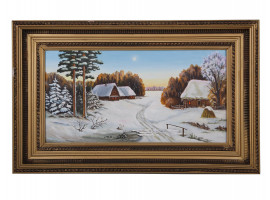 RUSSIAN OIL PAINTING WINTER VIEW SIGNED BY ARTIST