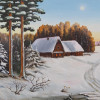 RUSSIAN OIL PAINTING WINTER VIEW SIGNED BY ARTIST PIC-1