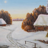 RUSSIAN OIL PAINTING WINTER VIEW SIGNED BY ARTIST PIC-2