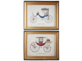 A PAIR OF VINTAGE FRAMED CARRIAGE LITHOGRAPHS