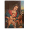 AN OIL PAINTING ON WOOD PANEL MADONNA AND CHILD PIC-0