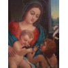 AN OIL PAINTING ON WOOD PANEL MADONNA AND CHILD PIC-1