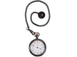 A VINTAGE SILVER WALTHAM POCKET WATCH ON A CHAIN