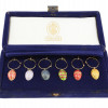 A SET OF SIX FABERGE ENAMEL EGG WINE CHARMS PIC-0