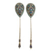 A PAIR OF RUSSIAN SILVER GILT CLOISONNE ENAMEL SPOONS PIC-0