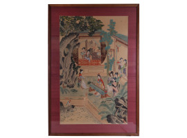 A CHINESE WATERCOLOR PAINTING ON SILK FRAMED