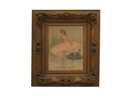 A VINTAGE LITHOGRAPH BALLERINA SIGNED BY MONTE