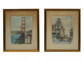 A PAIR OF LITHOGRAPHS SAN FRANCISCO BY DON DAVEY