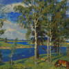 A RUSSIAN OIL PAINTING LANDSCAPE BY ARKADIJ RYLOV PIC-1