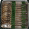 A SET OF TWELVE SILVER PLATED TEA SPOONS IN BOX PIC-1