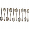 A SET OF TWELVE SILVER PLATED TEA SPOONS IN BOX PIC-2