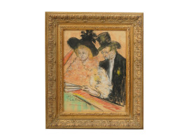 AFTER TOULOUSE-LAUTREC PASTEL DOUBLE PORTRAIT