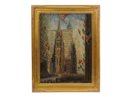 AN OIL PAINTING BROADWAY ATTR. TO CLAUDE COOPER