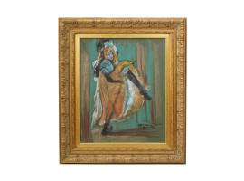 ATTR TO TOULOUSE LAUTREC FRENCH PASTEL PAINTING