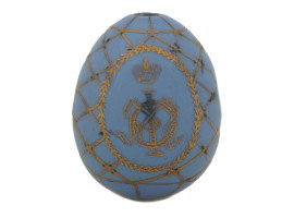 A RUSSIAN PORCELAIN EASTER EGG EMPRESS MONOGRAM