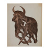 VINTAGE ABSTRACT ART ETCHING BULL WITH MATADOR PIC-0