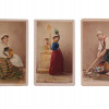 RARE ANTIQUE ITALIAN PAINTED CABINET PHOTO CARDS PIC-0