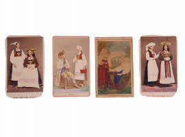 RARE ANTIQUE SWEDEN PAINTED CABINET PHOTO CARDS