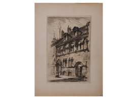 HOUSE OF HUGUES AUBRIOT ANTIQUE ETCHING ARTWORK