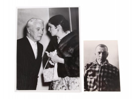 TWO PHOTOS OF CHARLIE CHAPLIN AND MAYAKOVSKY