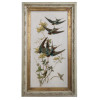 AN ANTIQUE OIL PAINTING OF SPRING SWALLOWS PIC-0