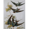 AN ANTIQUE OIL PAINTING OF SPRING SWALLOWS PIC-1
