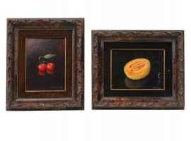 A PAIR OF OIL STILL LIFE PAINTINGS BY AL HANSEN