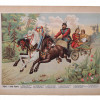 ANTIQUE RUSSIAN LUBOK POSTER LITHOGRAPH OF HORSES PIC-0