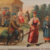 ANTIQUE RUSSIAN LUBOK POSTER LITHOGRAPH PEASANTS PIC-1