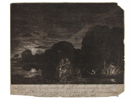 THE FLIGHT INTO EGYPT ENGRAVING BY HENDRICK GOUDT