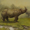 AFTER CARL BRENDERS OIL PAINTING OF RHINO SIGNED PIC-1