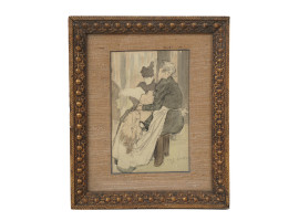 FRENCH MIXED MEDIA PAINTING BY JACQUES VILLON