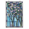 PAIR OF STAINED GLASS WINDOW PANELS FLOWERS TREES PIC-1