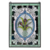PAIR OF STAINED GLASS WINDOW PANELS FLOWERS TREES PIC-3