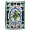 PAIR OF STAINED GLASS WINDOW PANELS FLOWERS TREES PIC-4