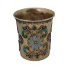 A RUSSIAN GILT SILVER CLOISONNE ENAMEL VODKA CUP PIC-0