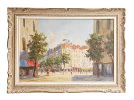 LARGE MID CENTURY PAINTING PARIS BY RAOUL OGRE