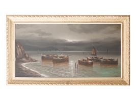 AGOSTINO VINCENZI OIL ON CANVAS MARINE PAINTING