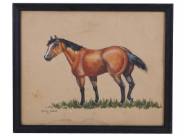 A WATERCOLOR PAINTING HORSE SIGNED BY DICK ELLIS